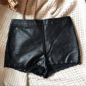 Black leather Topshop shorts - size 10